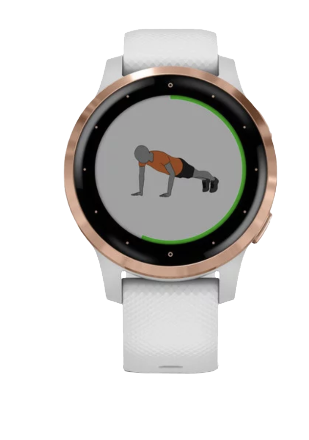 Garmin Vivoactive 4S smartwatch, rose gold bezel with white band