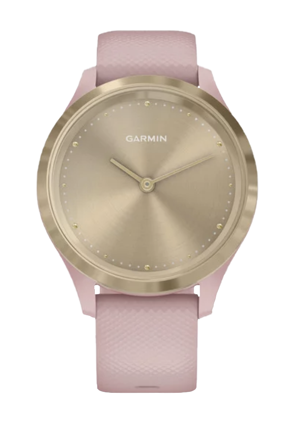 Garmin Vívomove 3S watch with light gold dial and dust rose band