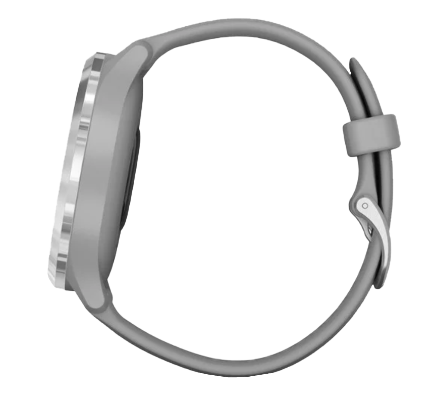 Garmin Vívomove 3 smartwatch with silver stainless bezel and powder gray silicone band, certified refurbished