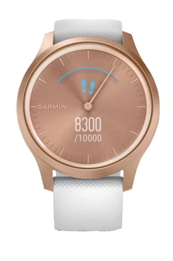 Garmin Vívomove Style rose gold smartwatch with white silicone band (certified refurbished)