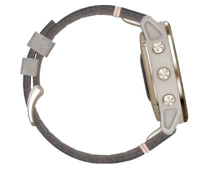 Garmin Fenix 6S Sapphire smartwatch with light goldtone case and shale gray leather band (010-02159-39)