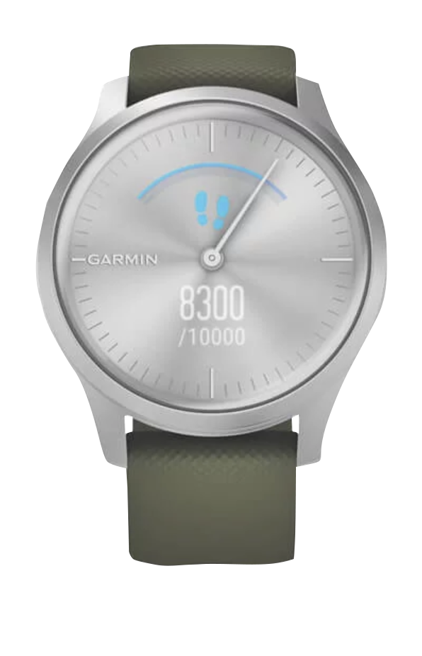 Garmin Vivomove Style - Silver Aluminum Case with Moss Silicone Band (010-02240-01) by Garmin