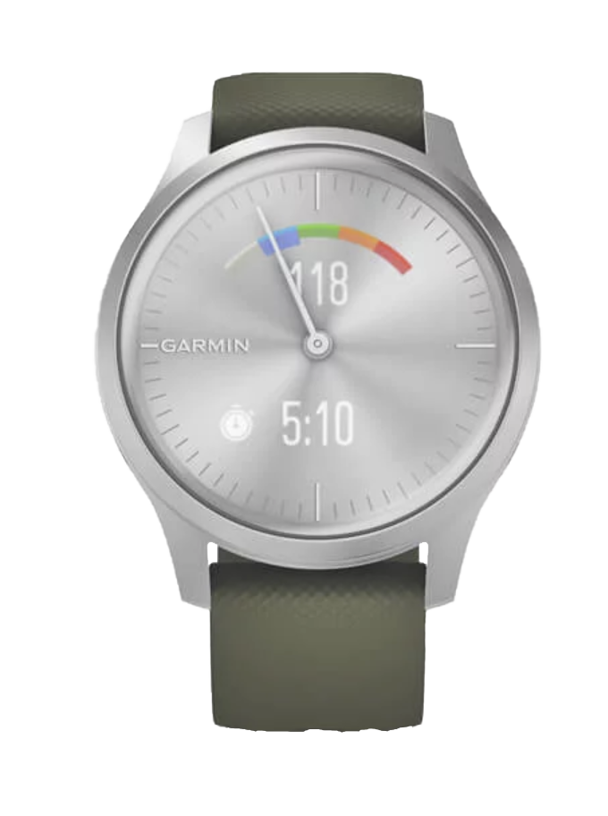 Garmin Vivomove Style - Silver Aluminum Case with Moss Silicone Band (010-02240-01) by Garmin