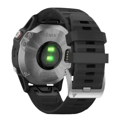 Garmin Fenix 6 smartwatch with silver case and black band