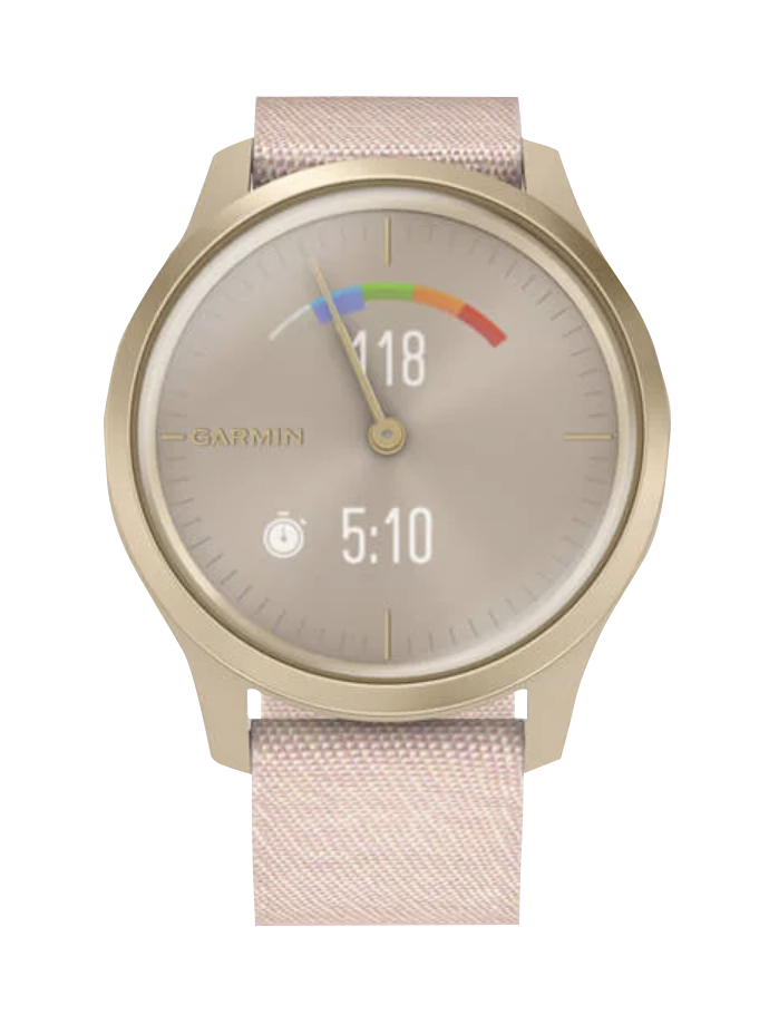 Garmin Vívomove Style - Light Gold Aluminum Case with Blush Pink Woven Nylon Band (010-02240-02) by Garmin