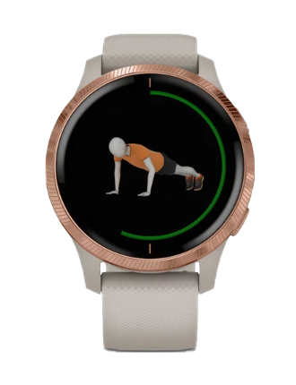 Garmin Venu smartwatch in Light Sand with Rose Gold hardware