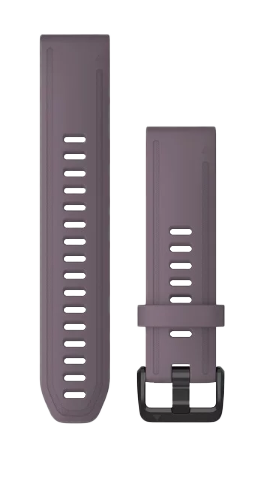 Garmin Quickfit 20 watch band, Purple Storm silicone, two-piece set.