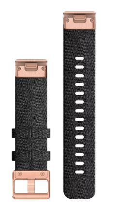 Garmin Quickfit 20 Watch Band Heathered Black Nylon with Rose Gold Hardware (010-12874-00) by Garmin