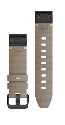 Garmin QuickFit 20 watch band set in shale gray suede leather (010-12876-00), two-piece with buckle