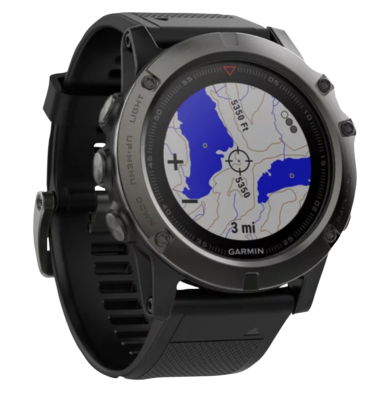 Garmin Fenix 5X GPS Smartwatch, slate gray bezel, black band, Garmin-certified refurbished
