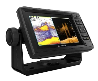 Garmin ECHOMAP 64cv UHD marine chartplotter with U.S. BlueChart g3, black display on mount
