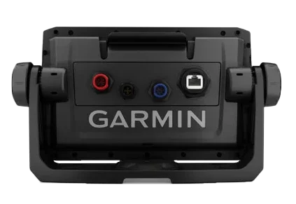 Garmin ECHOMAP 72cv UHD marine chartplotter back view with Garmin logo and visible connector ports