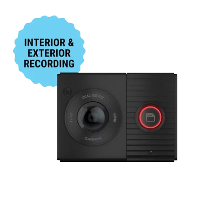 Garmin Dash Cam Tandem dual-lens car camera with interior and exterior recording