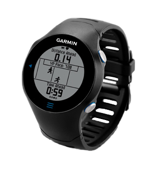 Garmin Forerunner 610 GPS smartwatch with Premium HRM, refurbished, black band, running metrics display
