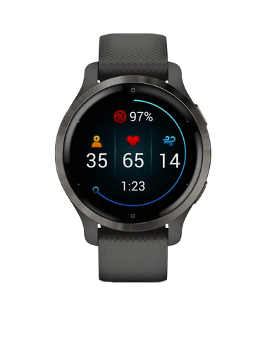 Garmin Venu 2S, Slate Stainless Steel Bezel with Graphite Case and Silicone Band (010-02429-00) by Garmin