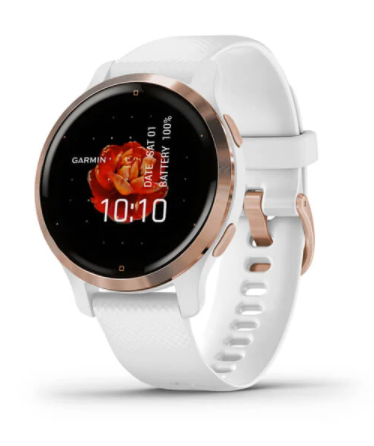Garmin Venu 2s GPS Smartwatch, rose-gold bezel, white band, certified refurbished