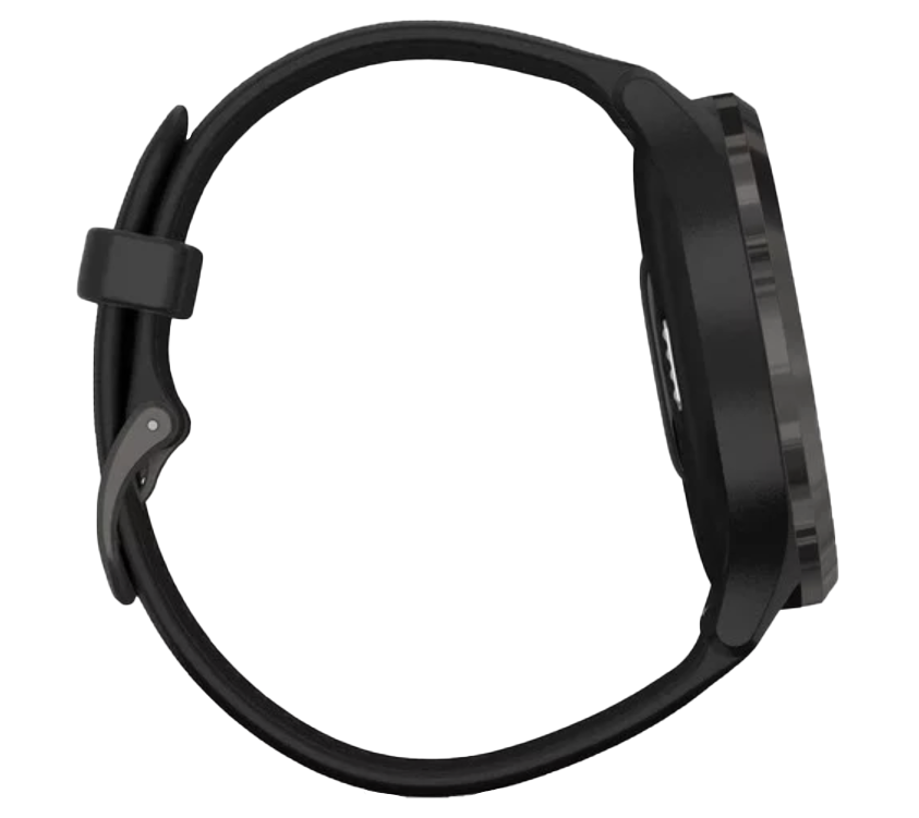 Garmin Vívomove 3 smartwatch with slate bezel and black silicone band, certified refurbished