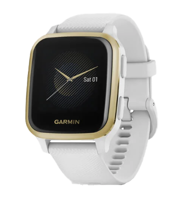 Garmin Venu Sq, Gold Bezel with White Band, GPS Smartwatch (Garmin Certified Refurbished) by Garmin