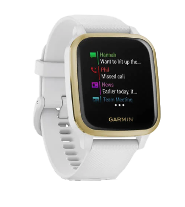 Garmin Venu Sq, Gold Bezel with White Band, GPS Smartwatch (Garmin Certified Refurbished) by Garmin