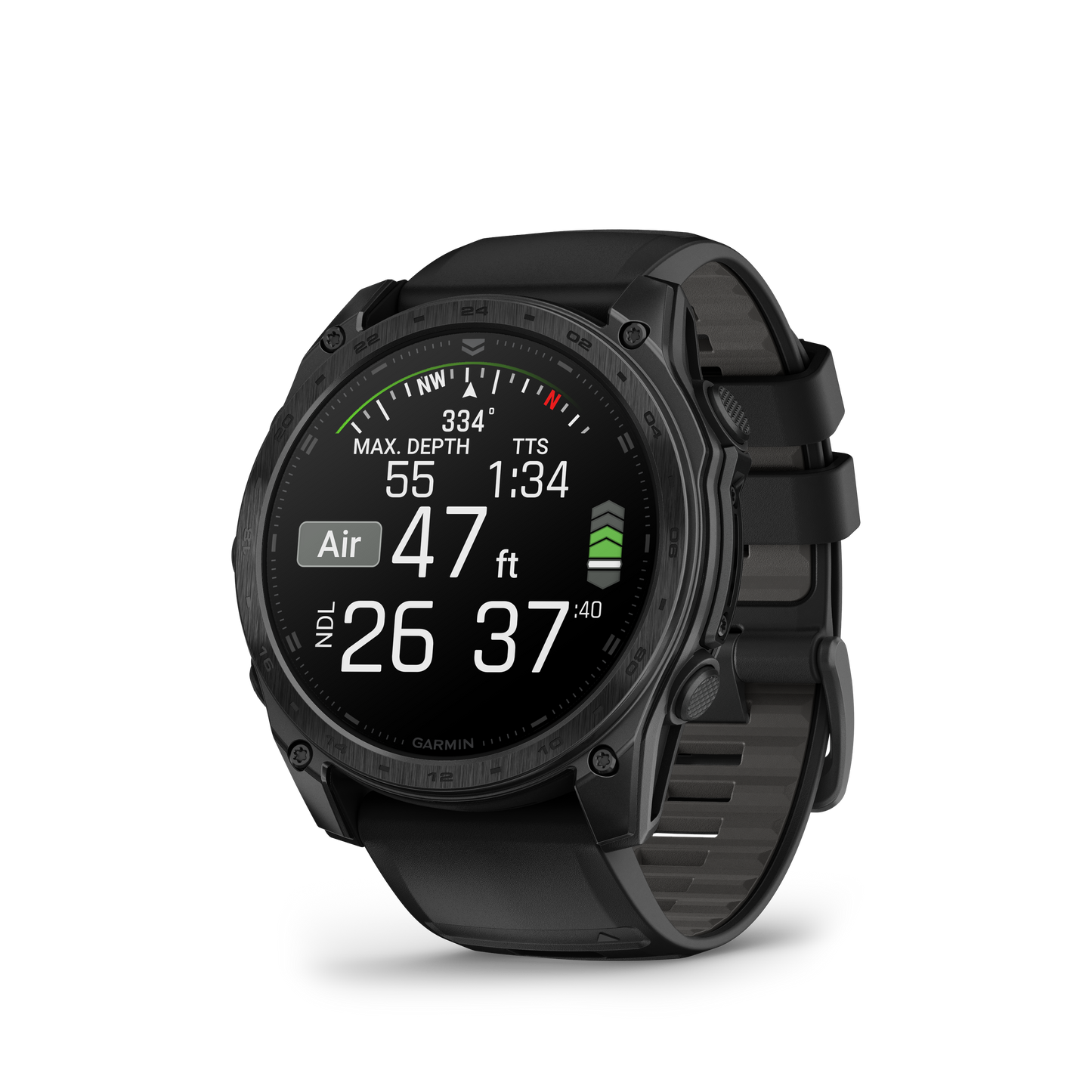 Garmin Tactix 8 AMOLED 51mm smartwatch with black bezel and rugged strap