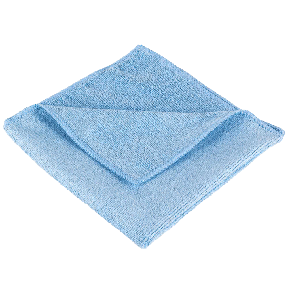 Soft blue microfiber cleaning cloth folded in layers