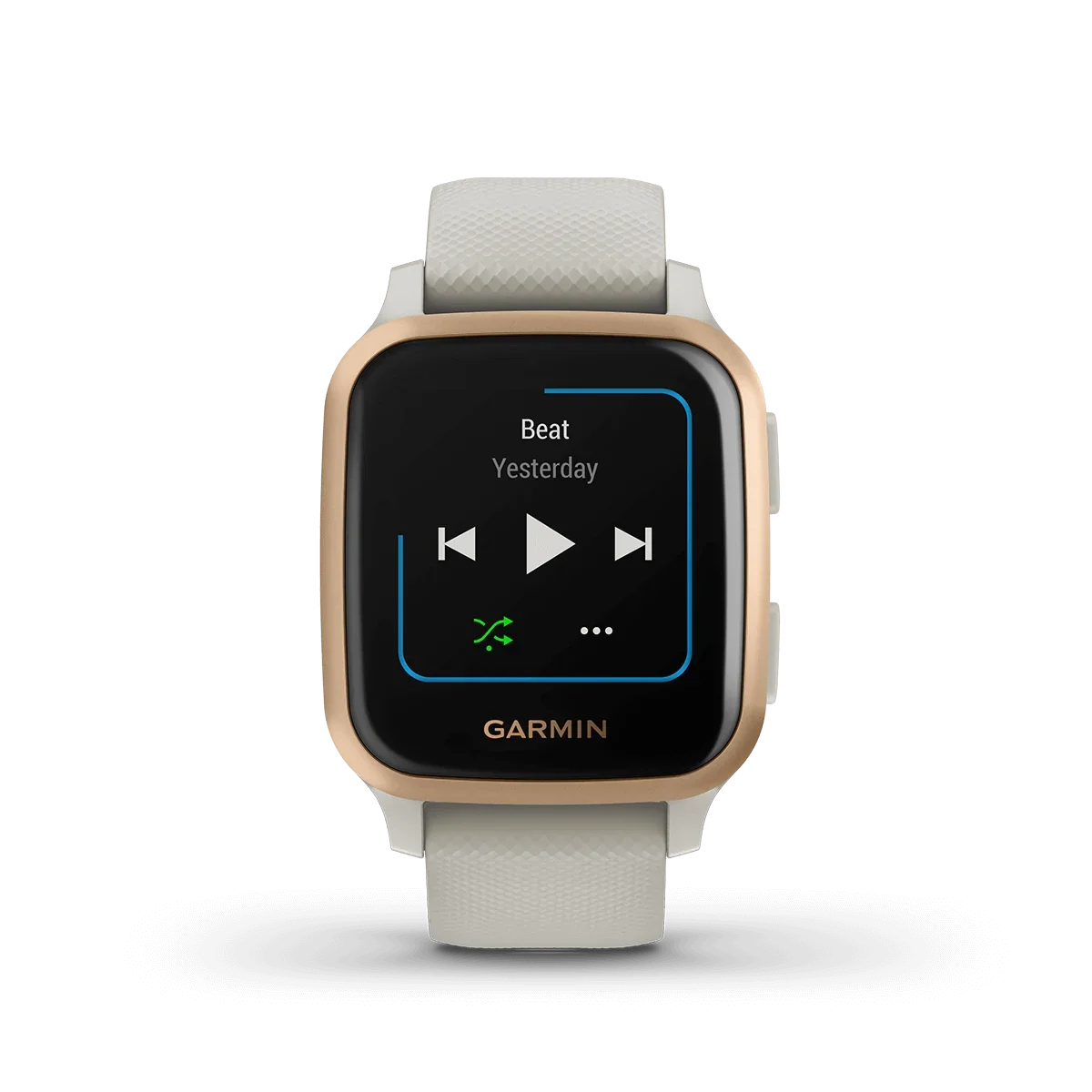 Garmin Venu Sq Music smartwatch, light sand case with beige strap, Garmin Certified Refurbished