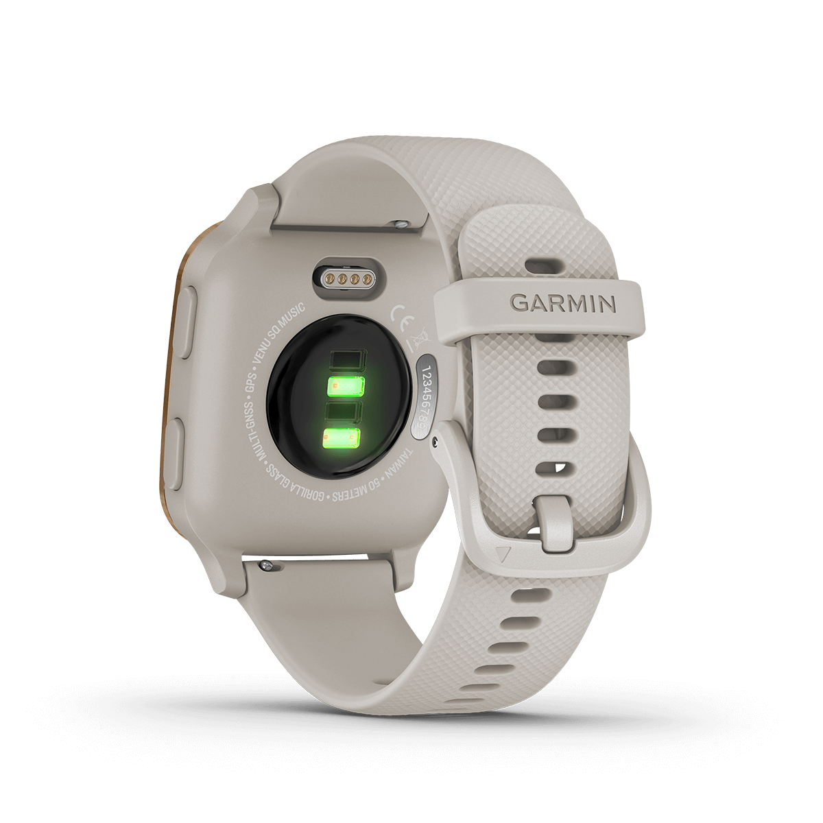 Garmin Venu Sq Music smart watch, Light Sand silicone strap, Garmin Certified Refurbished