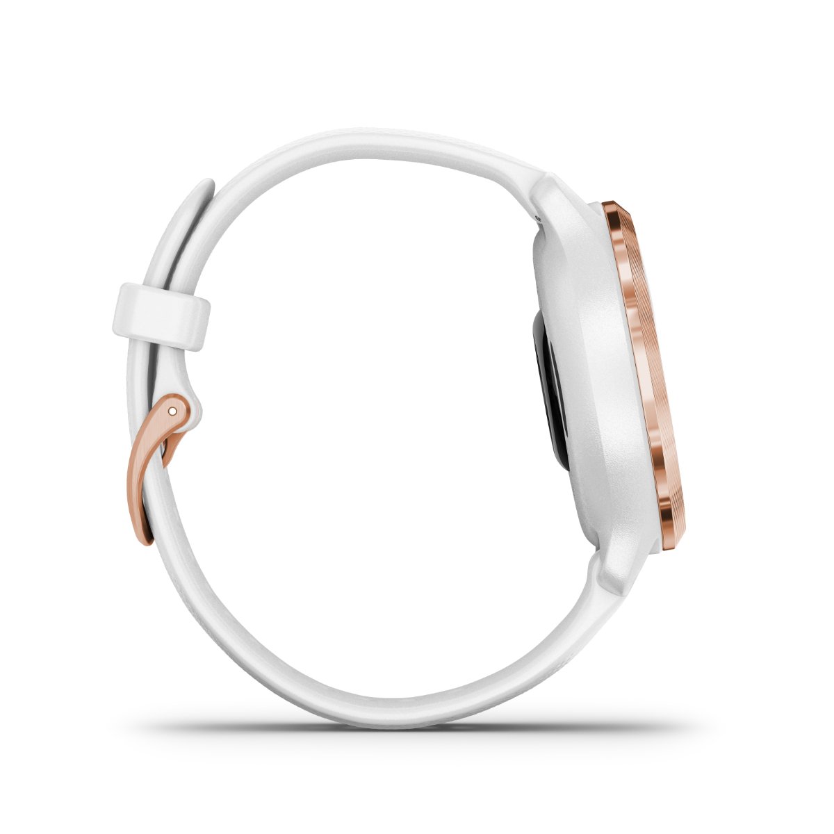 Garmin Venu 2s GPS smartwatch with rose gold bezel and white band, certified refurbished