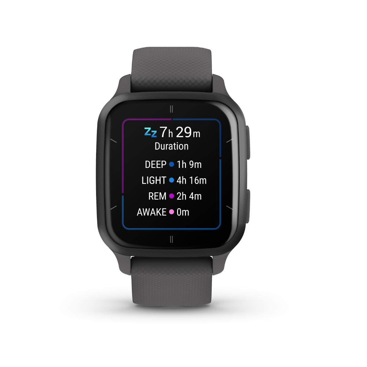 Garmin Venu Sq 2 smartwatch, slate aluminum bezel with shadow gray silicone band