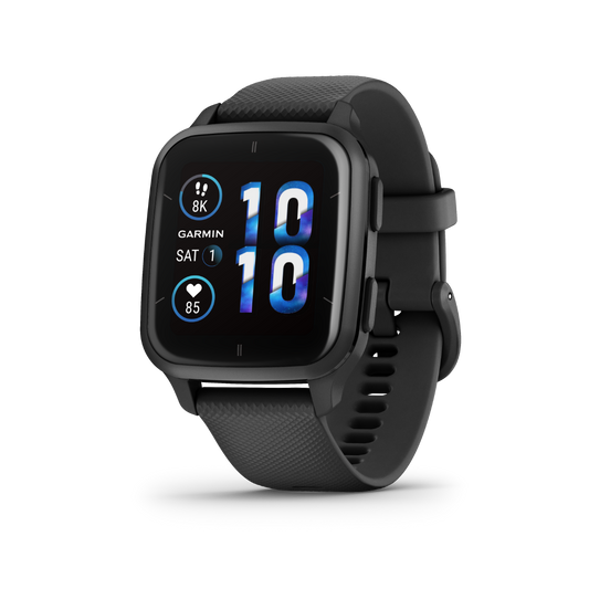 Garmin Venu Sq 2 Music, Slate Aluminum Bezel with Black Case and Silicone Band (010-02700-00) by Garmin