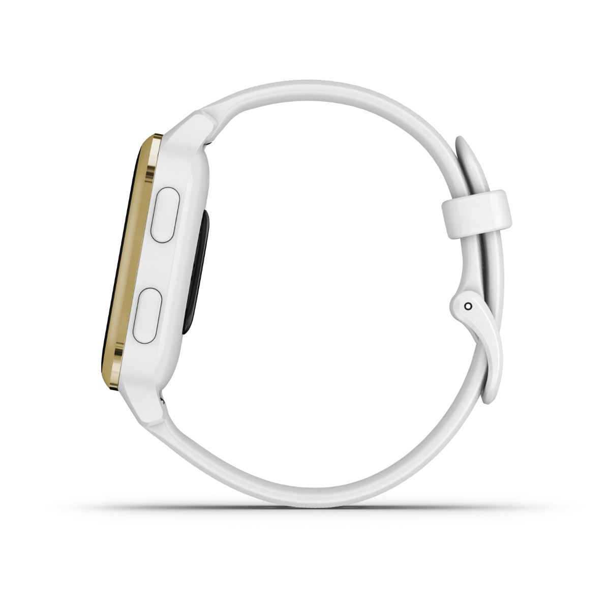 Garmin Venu Sq smartwatch, white with light gold bezel, model 010-02427-01