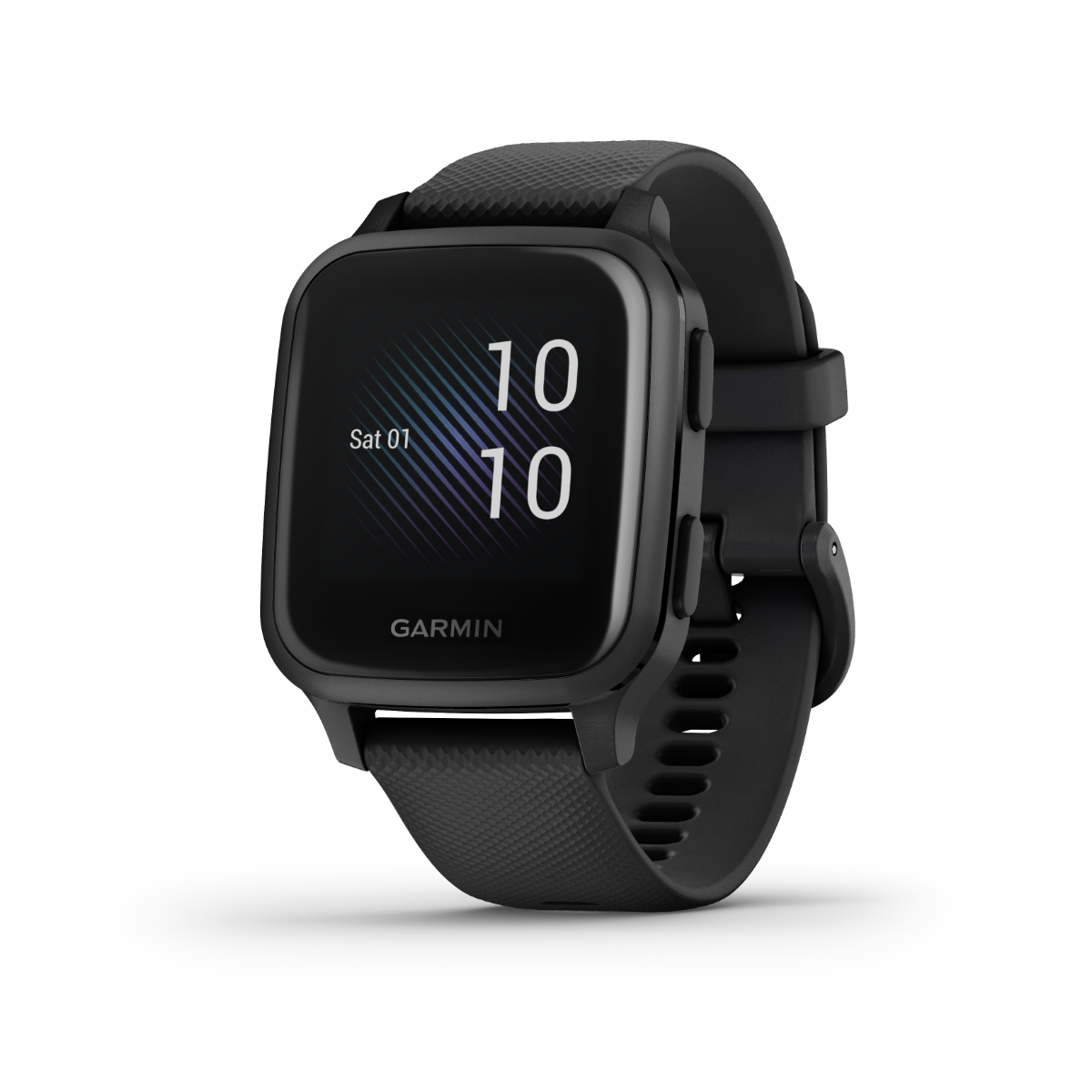 Garmin Venu Sq Music GPS smartwatch, black bezel and black band, certified refurbished