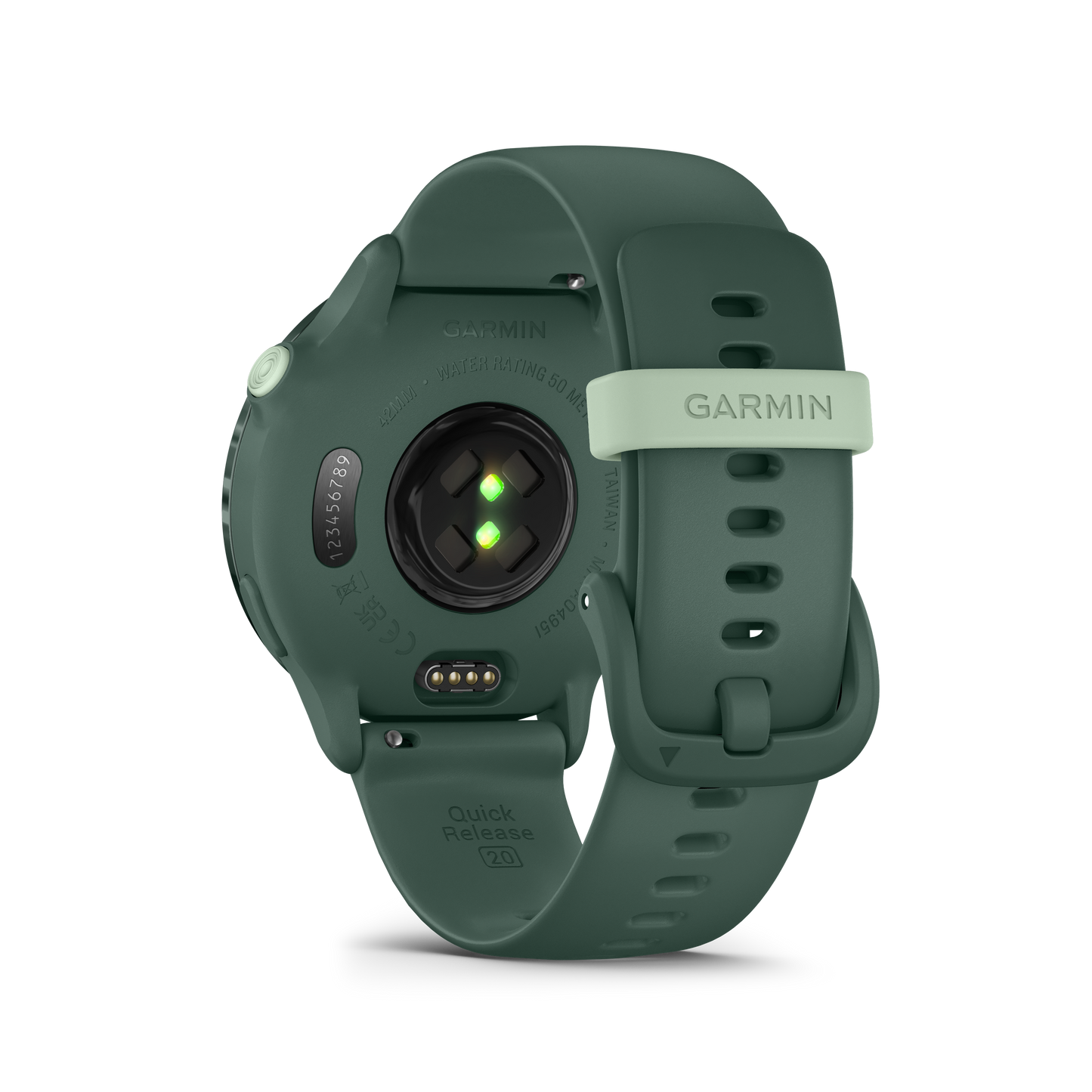 Garmin Vivoactive 6 smartwatch with metallic Jasper Green case and Jasper Green band