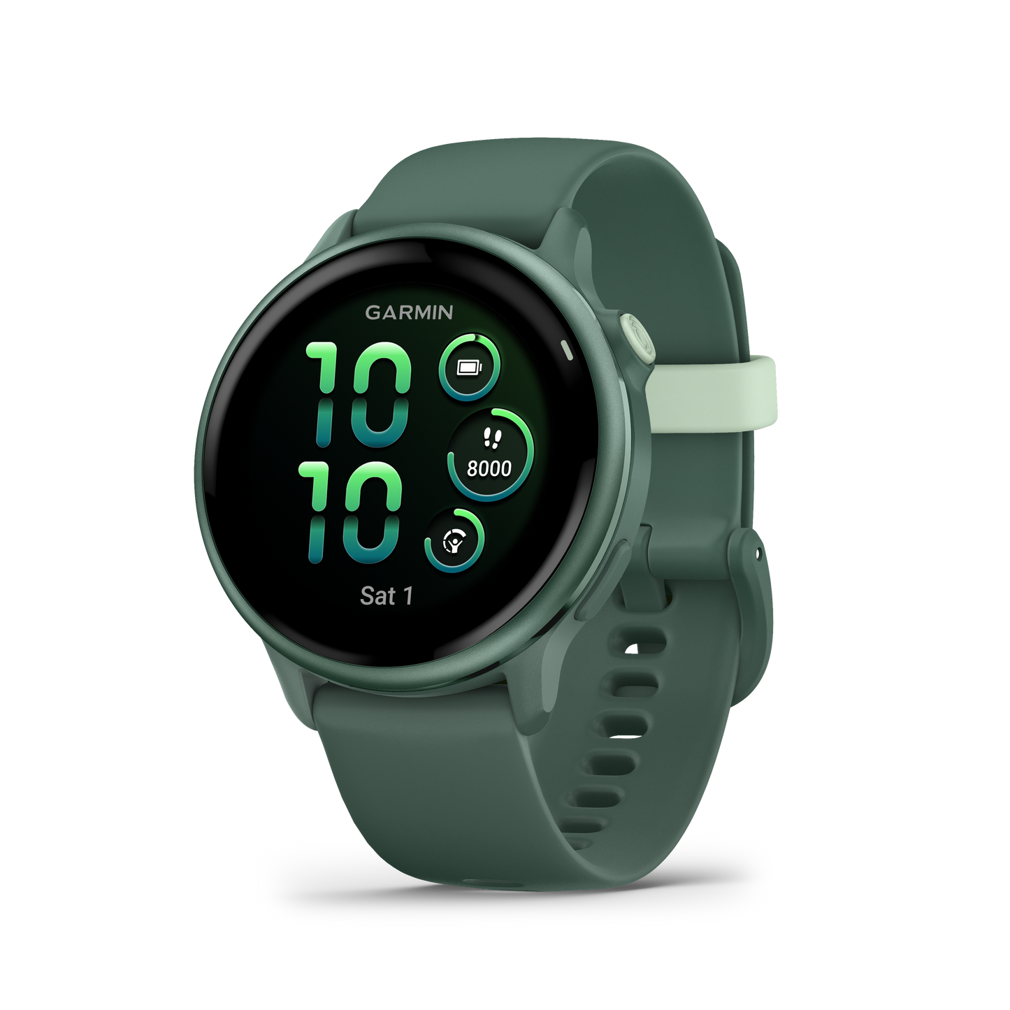 Garmin Vivoactive 6 smartwatch in metallic Jasper Green with Jasper Green band