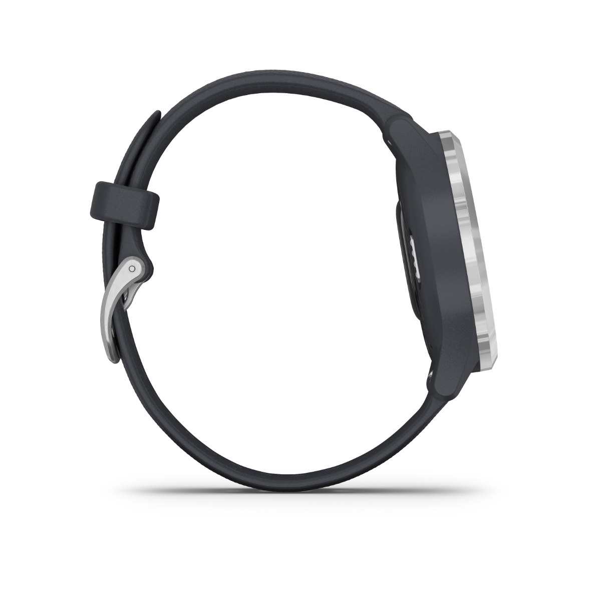 Garmin Vívomove 3S GPS smartwatch with silver case and granite blue band