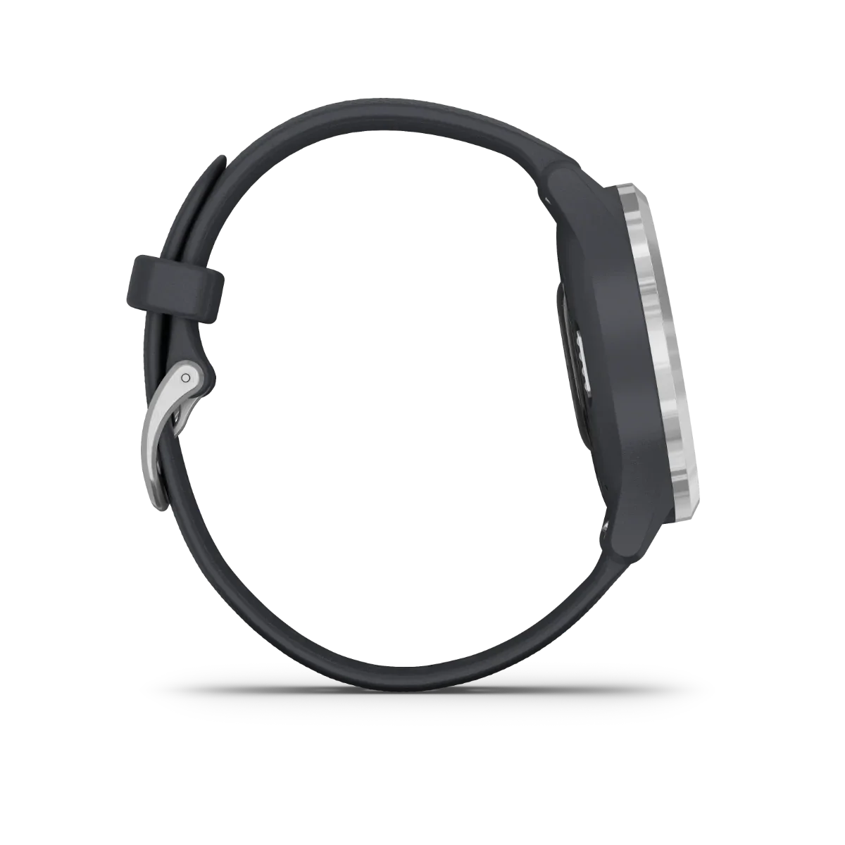 Garmin Vívomove 3S GPS smartwatch with silver case and granite blue band
