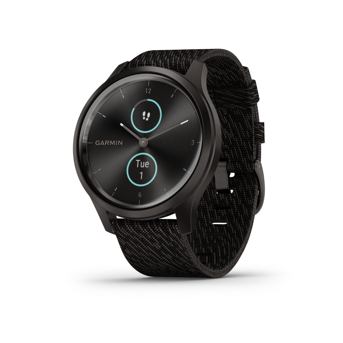 Garmin Vívomove Style smartwatch, graphite case with black pepper woven nylon band