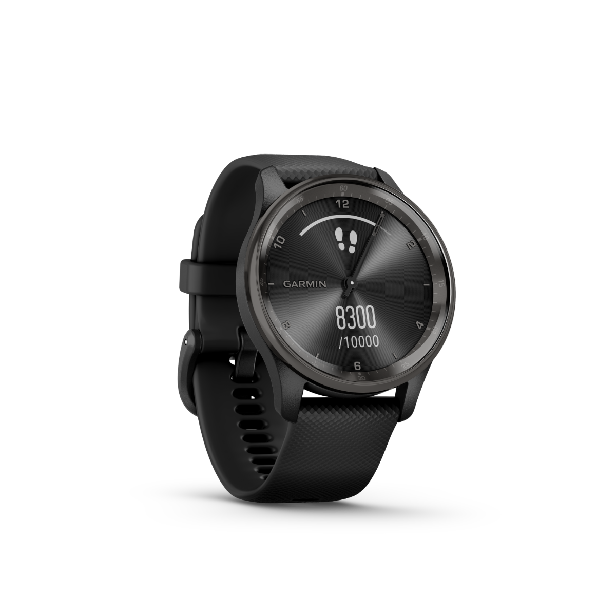 Garmin vivomove Trend, Slate Stainless Steel Bezel with Black Case and Silicone Band (010-02665-00) by Garmin