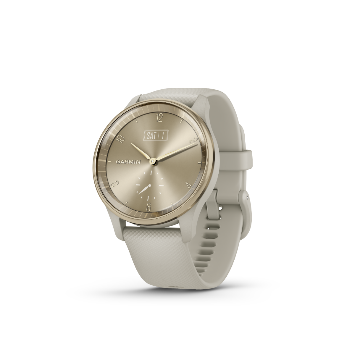 Garmin vivomove Trend, Cream Gold Stainless Steel Bezel with French Gray Case and Silicone Band (010-02665-02) by Garmin