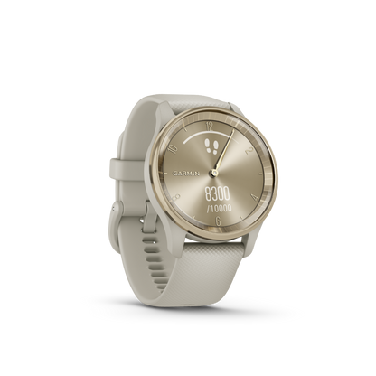 Garmin vivomove Trend, Cream Gold Stainless Steel Bezel with French Gray Case and Silicone Band (010-02665-02) by Garmin
