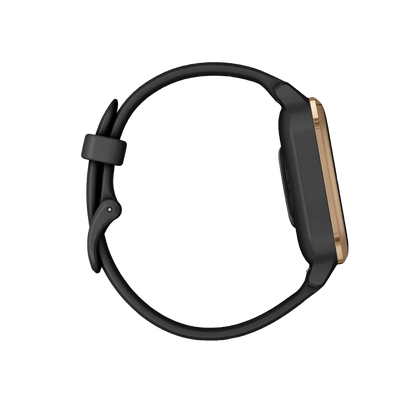 Garmin Venu Sq Music, Rose Gold Aluminum Bezel with Black Case and Silicone Band (010-02426-05)