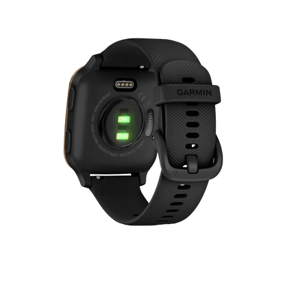 Garmin Venu Sq Music, Rose Gold Aluminum Bezel with Black Case and Silicone Band (010-02426-05)