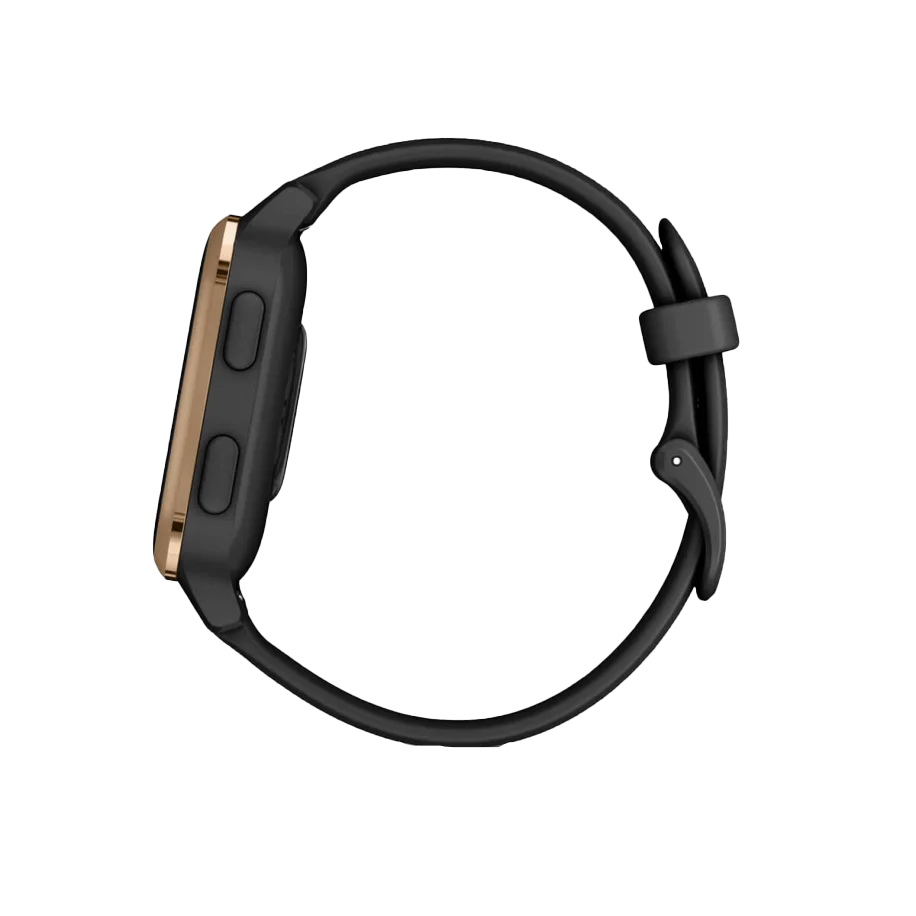 Garmin Venu Sq Music, Rose Gold Aluminum Bezel with Black Case and Silicone Band (010-02426-05)