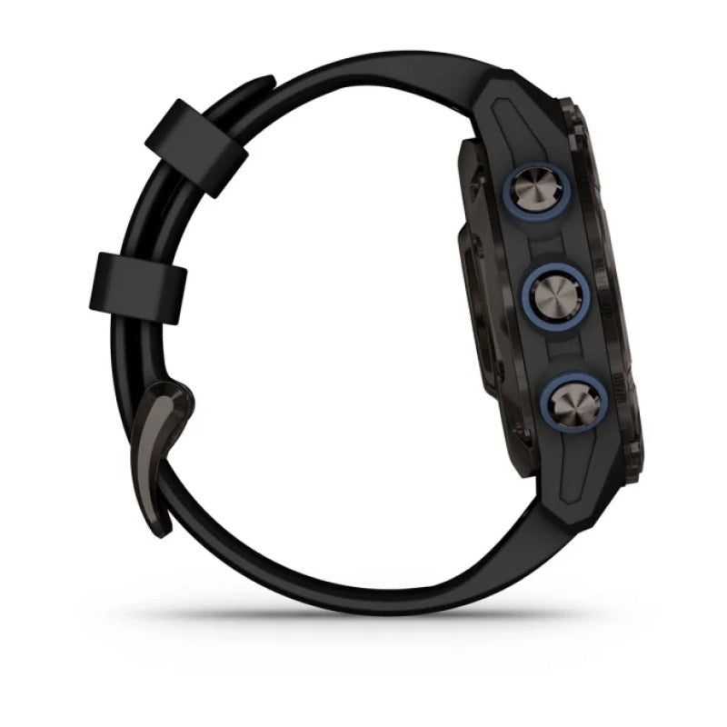 Garmin Descent Mk3i dive computer watch, 43 mm carbon-grey DLC titanium case, black silicone band