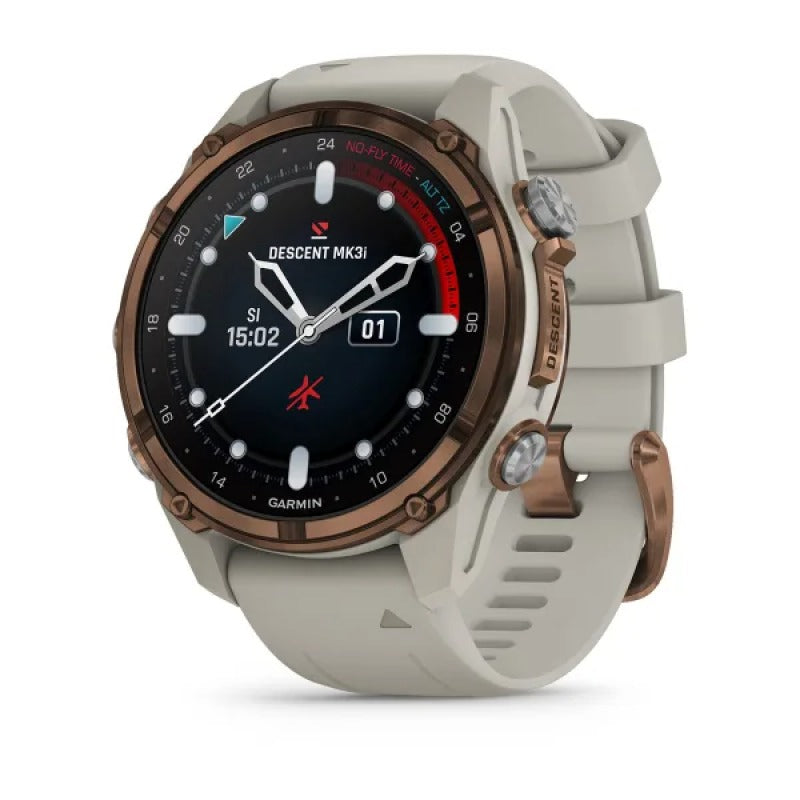 Garmin Descent Mk3i 43 mm Bronze PVD titanium bezel with French Gray silicone band