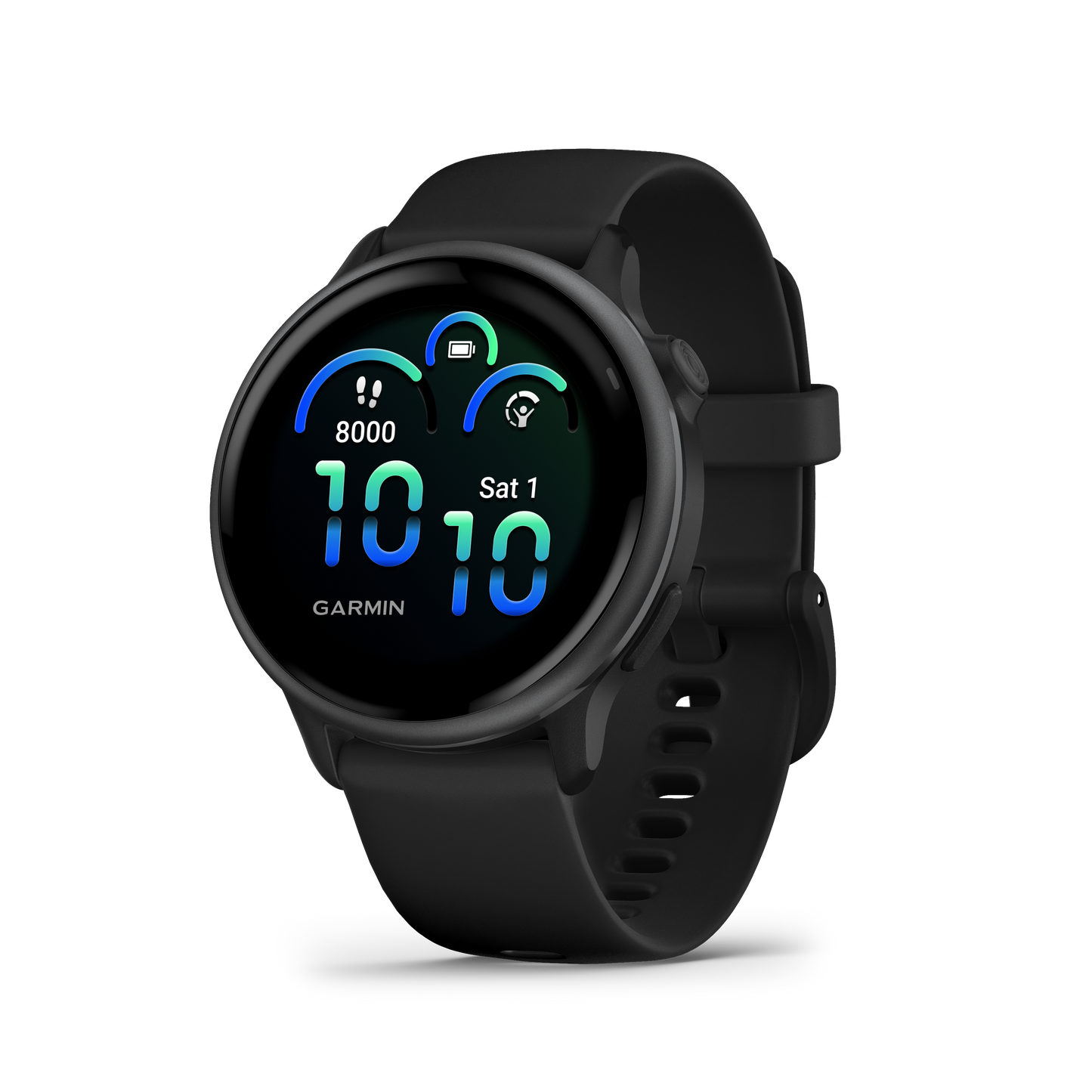 Garmin Vivoactive 5, bisel de aluminio color pizarra con caja negra y correa de silicona (010-02862-10)