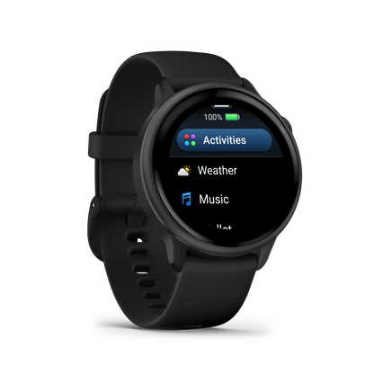 Garmin Vivoactive 5, bisel de aluminio color pizarra con caja negra y correa de silicona (010-02862-10)