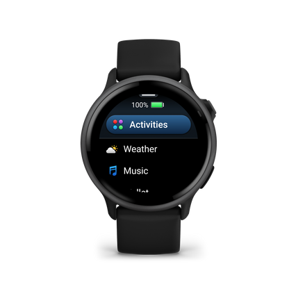 Garmin Vivoactive 5, bisel de aluminio color pizarra con caja negra y correa de silicona (010-02862-10)