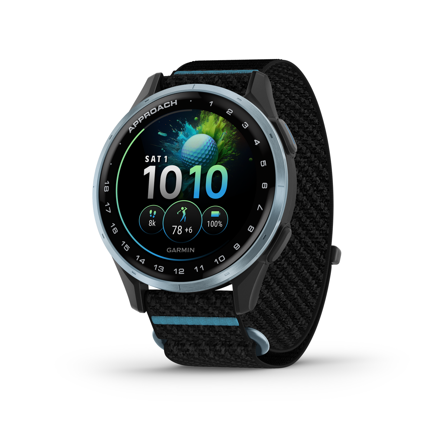 Garmin Approach J1, Cloud Blue Aluminum Bezel w/ Black ComfortFit Band (010-03898-00)