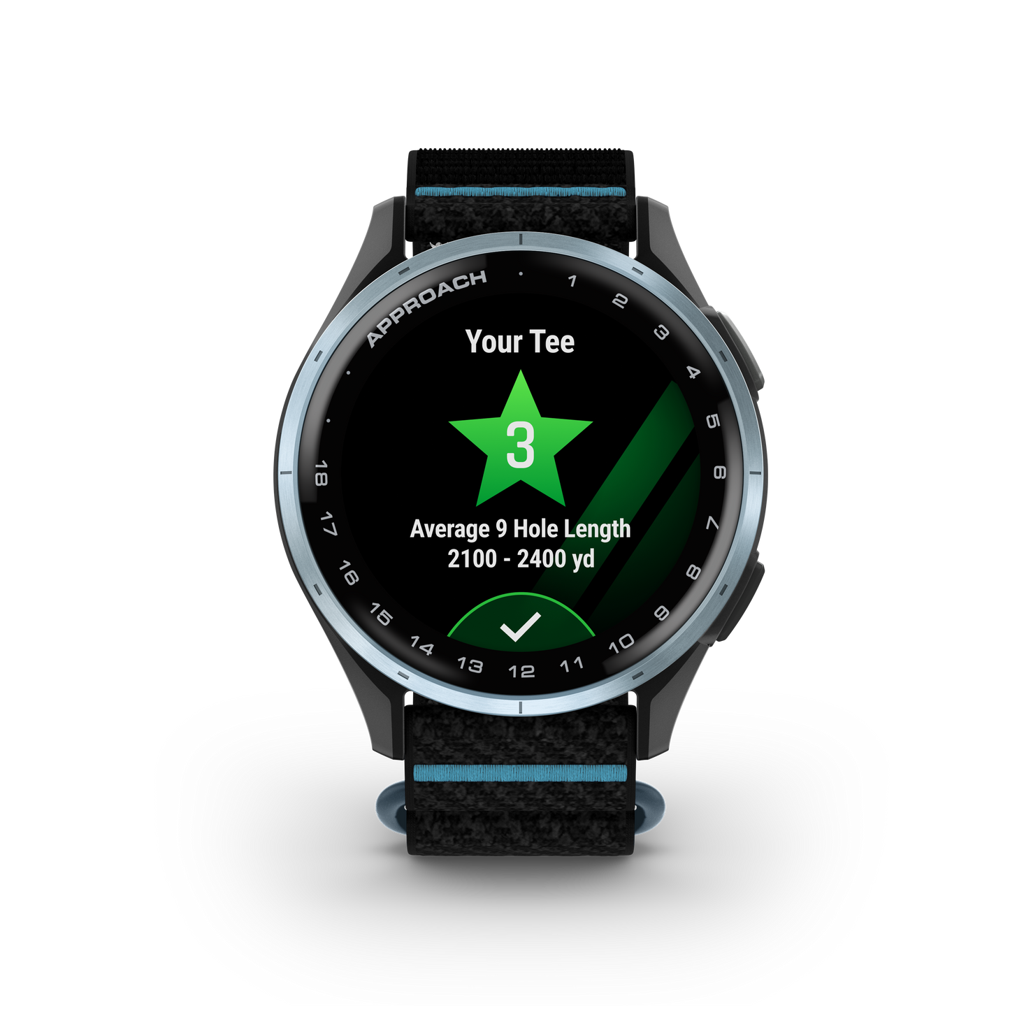 Garmin Approach J1, Cloud Blue Aluminum Bezel w/ Black ComfortFit Band (010-03898-00)